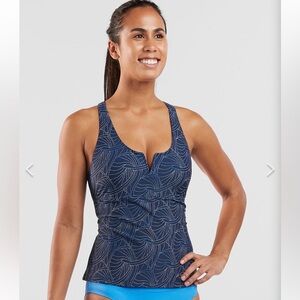 Title Nine Aria Tankini Nautilus Blue Size 32D NWT